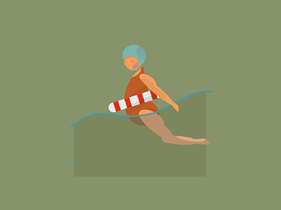 swimming cartoon character girl graphic illustration swimming