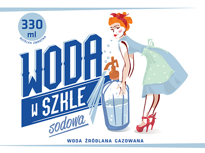 old school label_water cartoon illustration graphic character label old school pin up vector woman