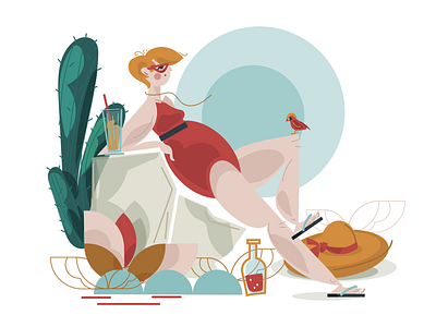 summer time character graphic graphic design illustration vector woman