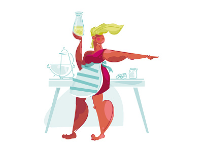 maiking juice character graphic illustration vector woman
