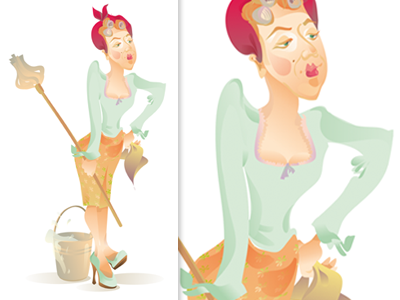 Housekeeper character cleaning graphic housekeeper illustration woman