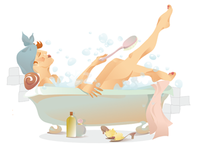 Bathe bath bathe character graphic illustration tub wash woman