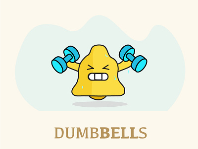 Dumbells bell cartoon dumbells fun pun vector workout