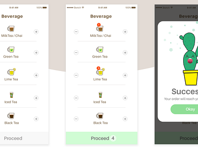 Online Order fun mobileapp online order success tea uiux
