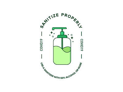 Sanitize Properly coronavirus covid19 creative green hand sanitizer illustration logo logo badge logo design logo designer monoline monoline logo pandemic sanitizer social distancing vector vector illustration vectorart