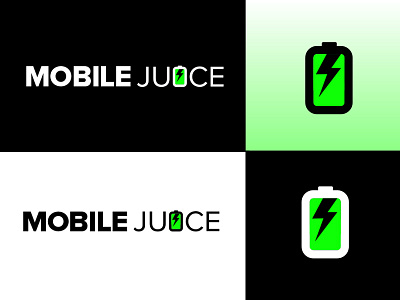 Mobile Juice battery black branding chargers gradient graphic design juice logo logo design mobile typography