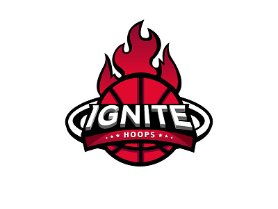 Ignite Hoops basketball branding design creative logos design flame gradient graphic design hoop ignite logo logo design modern logo red typography vector