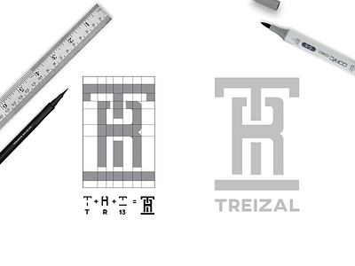 Treizal brand design grey grid icon identity identity branding identity card letter logo logogrid logomark mark sketch type