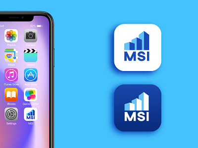 MSI ( Logo concept ) appicon appicons blue bold branding building creative logo design identity iphone logo logomark logos mark municipalty ui vector white