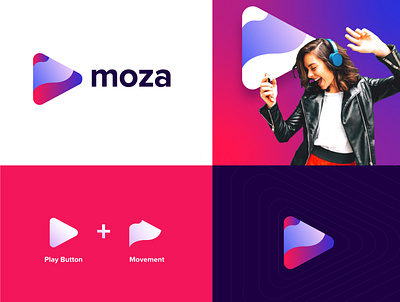Moza bold brand brand identity branding creative logos gradient icon design identity identity design logo logo identity logomark mark monogram music music app vibrant