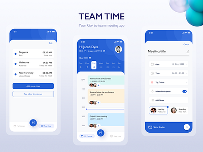 Team Time App android booking design flat ios material mockup typography ui ux