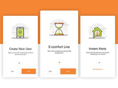 Onboarding Screens app graphics guide illustration intro minimalistic onboarding steps ui ux walkthrough