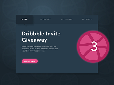 Dribbble Invite dark theme dark ui draft giveaways invitation invite giveaway invited invites player