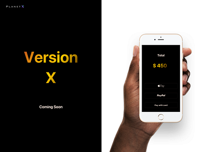 VersionX black checkout clean email banner features page finance gold gradient homepage ios landing page minimalistic mobile pay payment shopping ui ux web website