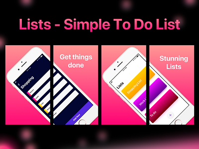 Lists app app design categories clean design gradient ios ios app ios app design ios application iphone lists minimalistic mobile pink tasks to do to do list ui ux