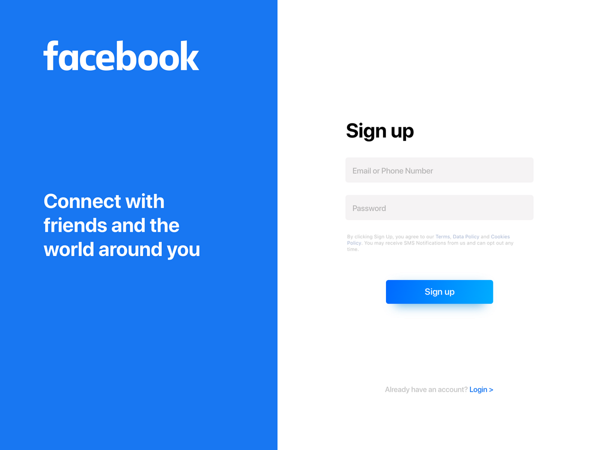 New modern Facebook Sign Up Page by Onur Hasbay on Dribbble