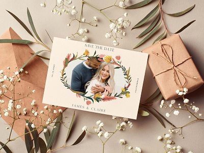 Aesthetic Spring Save The Date Card design illustration