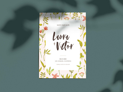 Floral Botanical Save The Date Card