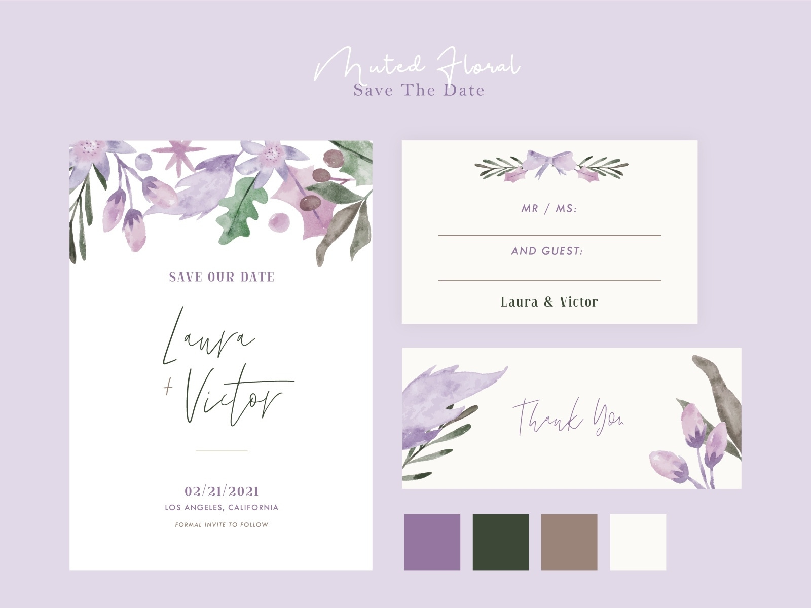 Lilac Wedding Invitation by arley moi on Dribbble