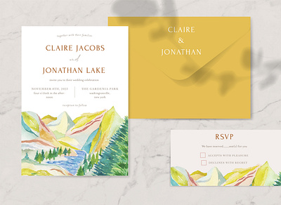 Landscape Inspired Wedding Invitation design illustration wedding