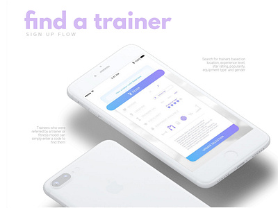 Trainee - Personal Training App app coach deck design exercise gradient iphone mobile pastel personal training pink presentation purple slides startup trainer ui ux white wireframes workout