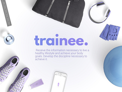 Trainee - Personal Training App + Logo + Branding + Deck app app design blue branding exercise fitness gradient gym logo pastel personal training pink presentation purple slides startup trainer white workout