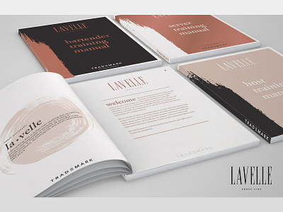 Lavelle - Training Manuals bar booklet booklets covers design employee employees forms guide handbook hospitality manual pink print restaurant rust workbook workplace