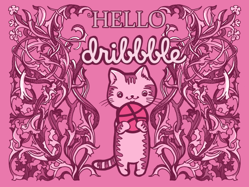 Hello, dribbble! kotik hello dribbble illustration