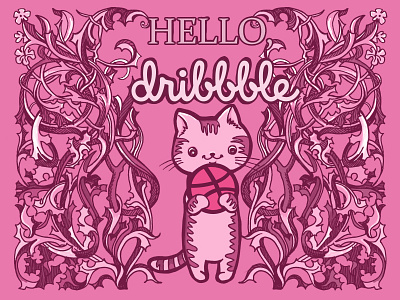 Hello, dribbble! hello dribbble illustration kotik