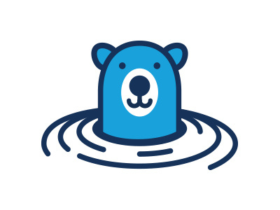 Hello, Goodbye bear blue logo polar bear ripples water