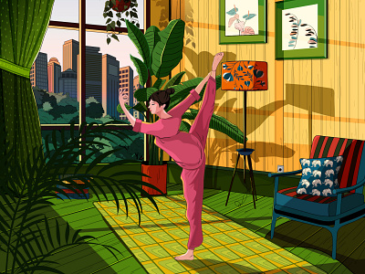 City·Life·She——【Yoga】 digital illustration fashion girls holiday illustration original yoga young