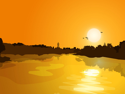 Sunset Vector Art design horizon illustration sea