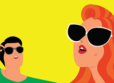 Men and girl with glasses graphic design