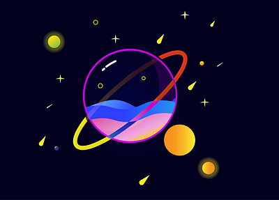 Glass Planet with RGB colors graphic design