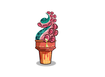 Octopus Ice cream branding graphic design logo ui