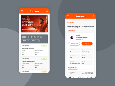 Totobet – Gaming and Sport app branding design web
