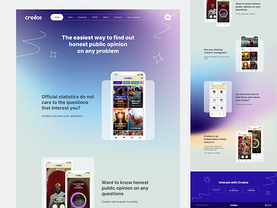 Credos – Landing page app branding design gradient illustration landing logo minimal page web