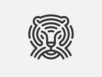 Tiger Tech Logo animal finger print hand head line art linear minimalist network sports tech tiger wifi