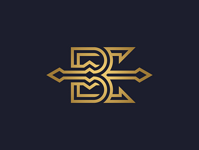 B or BE Trident Logo b be beach e gold king letter luxury ocean poseidon trident water wave
