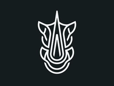 Rhino Head Line Art Logo animal line art linear lineart minimalist monoline rhino sports strength strong