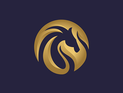 Luxury Horse Logo circle equestrian fast flame global gold horse logo luxury mustang royal run simple speed