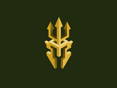 Trident Spartan Logo 3d battle beach crown grid helmet king knight modern ocean poseidon simple spartan trident