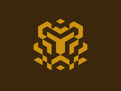 Tiger Geometric Logo agrressive crest crown face geometric grid head king lion minimalist roar simple tiger