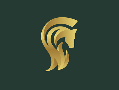 Horse Spartan Logo animal battle equestrian flame gold horse knight luxury royal simple spartan sports