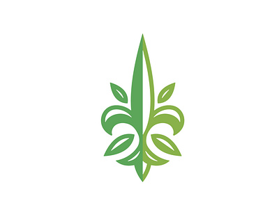 Lily Cannabis Logo cannabis fleur de lis french green hemp leaf lily logo marijuana vape