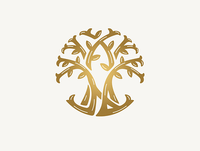Luxury Tree Logo branch circle gold green leaf luxury minimal ornamental round simmple tree