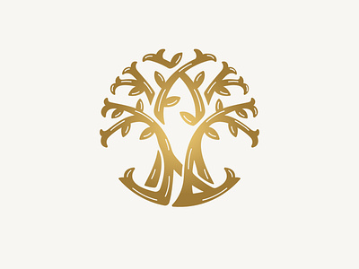 Luxury Tree Logo branch circle gold green leaf luxury minimal ornamental round simmple tree