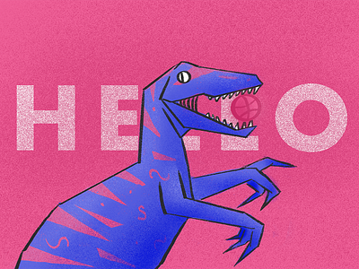 Dribbblosaur character colorful concept creative debut design dino dinosaur dinosaurus drawing first post first shot firstshot flat hello dribble illustration pink procreate purple vector