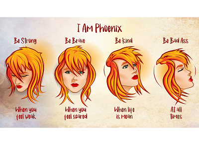 I Am Phoenix affinity branding cartoon design illustration logo vector