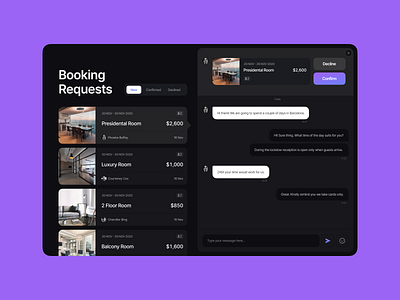 Hotel Room Booking dark UI